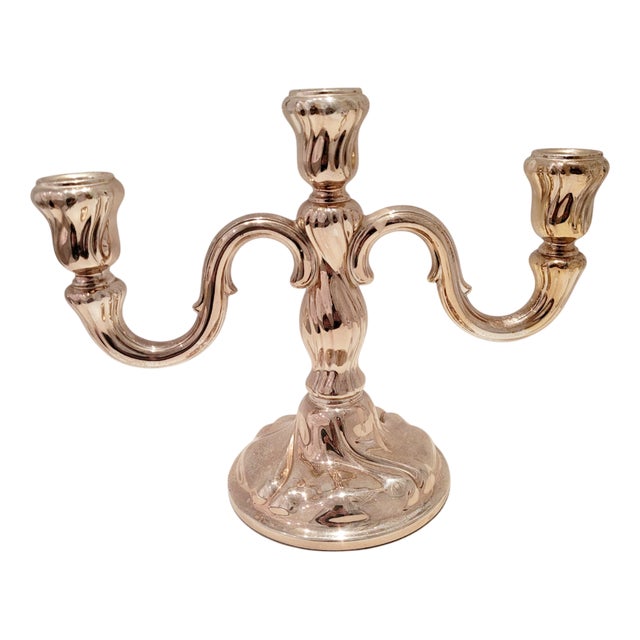 Antique Rococo Silver-Plated Candleholder, 1900s For Sale