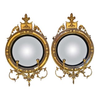 English Regency Convex Mirrors, 1820s, Set of 2 For Sale