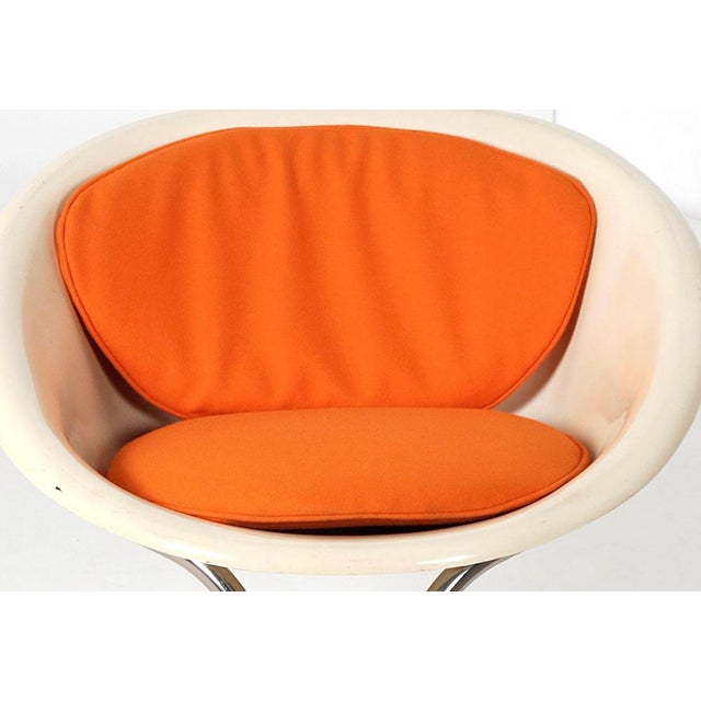 Vintage Small Fiberglass Armchair in Metal and Textile, Italy, 1970s For Sale - Image 3 of 5