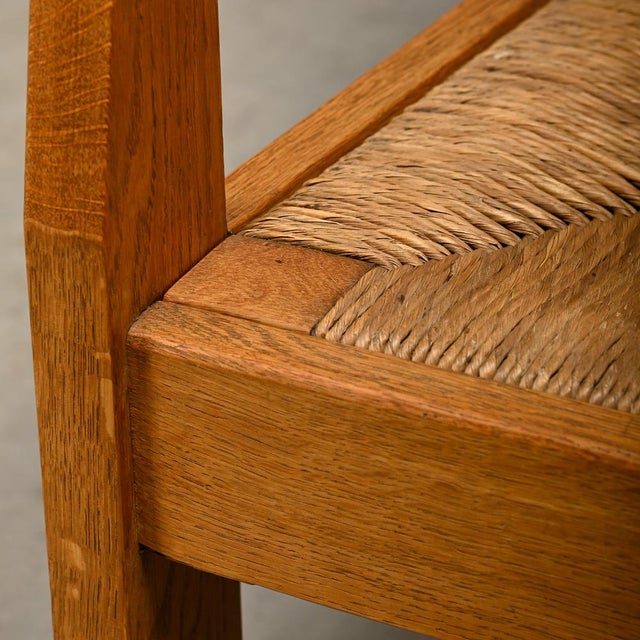 Dutch Art Deco the Hague School Armchair in Oak and Straw, 1930s For Sale - Image 11 of 18