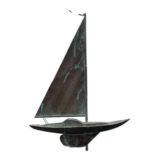 Antique New England Copper Sailboat Weathervane For Sale