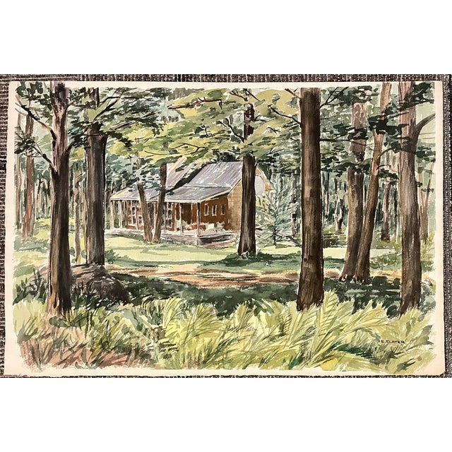 Cabin Elizabeth Slater Forest Landscape Painting For Sale - Image 3 of 4