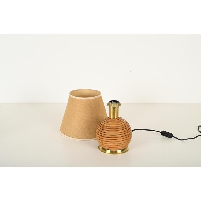 Mid-Century Modern Table Lamps in Rattan and Brass from Vivai Del Sud, Italy, 1970, Set of 2 For Sale - Image 12 of 14