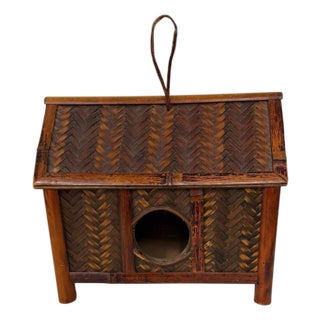 Vintage Bamboo and Rattan Birdhouse For Sale