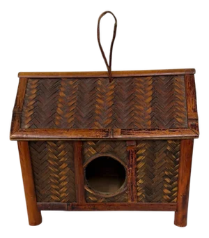 Vintage Bamboo and Rattan Birdhouse