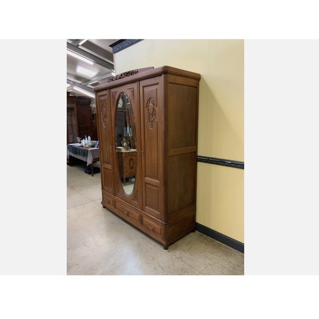 Antique Art Nouveau Wardrobe in Linen Cupboard, 1910 For Sale - Image 3 of 8