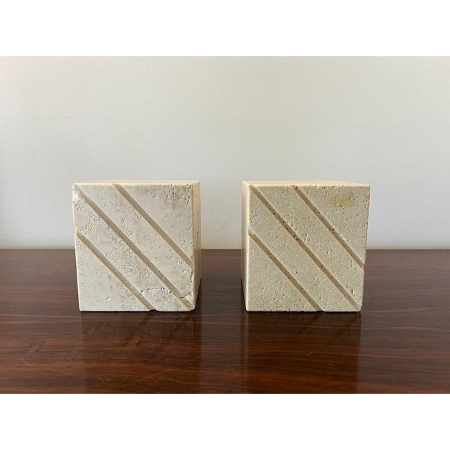 1960s Vintage Travertine Cube Bookends by Fratelli Mannelli - a Pair For Sale - Image 5 of 9