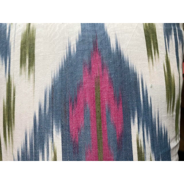 Blue, Purple, & Green Ikat Pattern Pillow Cover For Sale - Image 4 of 4