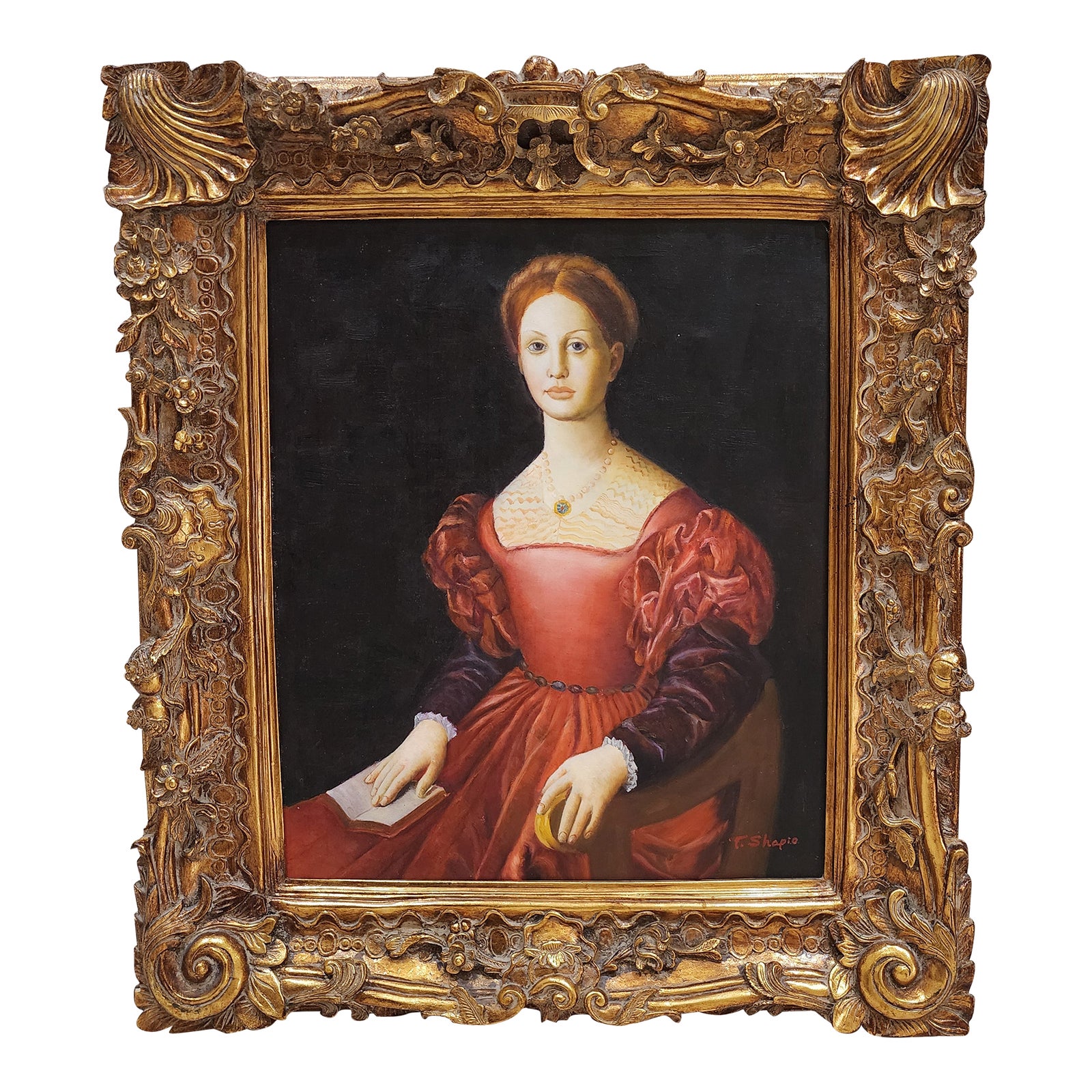 Mid 20th Century Portrait of Young Woman Oil Painting on Canvas Framed ...
