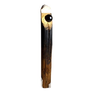 Totem Lamp - Sculptural Wood and Stone Floor Lamp by Gabor Gobi For Sale