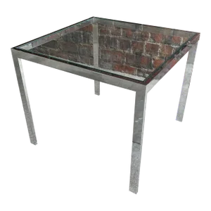 Vintage Chrome Square Side Table In the Style of Milo Baughman