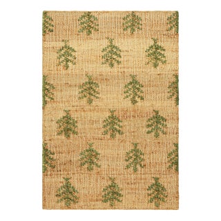 Rug & Kilim's Block Print Flatweave Runner in Beige with Green Floral Patterns - 3x10 For Sale