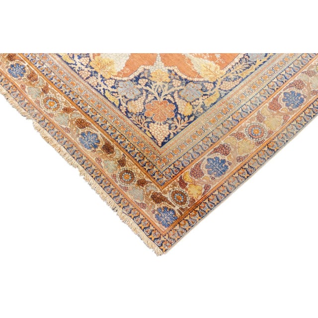 Textile Fine Antique Persian Silk Heriz Rug 3'9'' X 5'3'' For Sale - Image 7 of 12