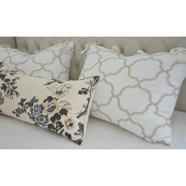 Art Deco Embroidered Quatrefoil Euro King Gray and Gold Fabric Pillow Chairish