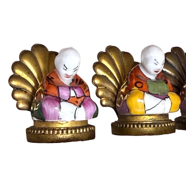 Early 20th Century Antique French Chinoiserie Set/12 Placecard Holders For Sale - Image 5 of 9