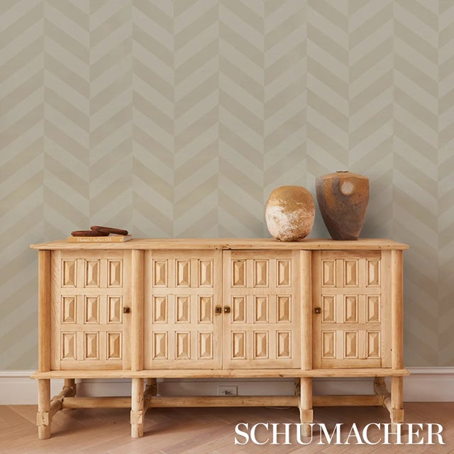 Not Yet Made - Made To Order SAMPLE - Schumacher Staggered Chevron Sisal Wallpaper In Ivory For Sale - Image 5 of 6