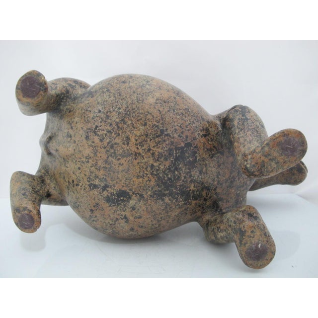 Large Colima Mexican Pottery Reproduction Plump Dog Statue With Earrings For Sale - Image 11 of 12