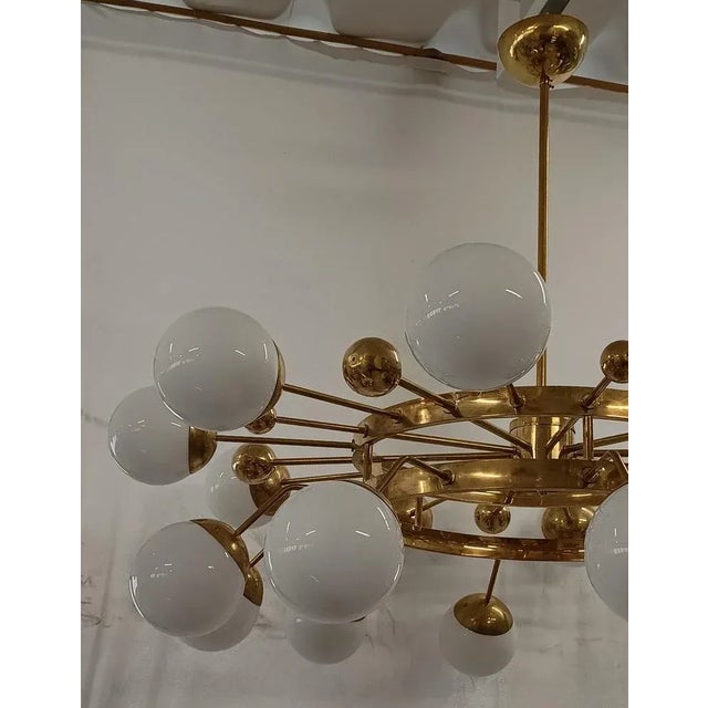 Gold Murano Art Glass and Brass Midcentury Chandelier For Sale - Image 8 of 11