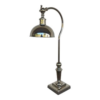 Currey & Co Polished Nickel Desk Lamp For Sale