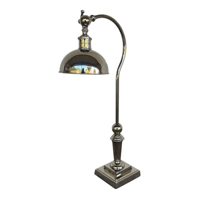 Currey & Co Polished Nickel Desk Lamp For Sale