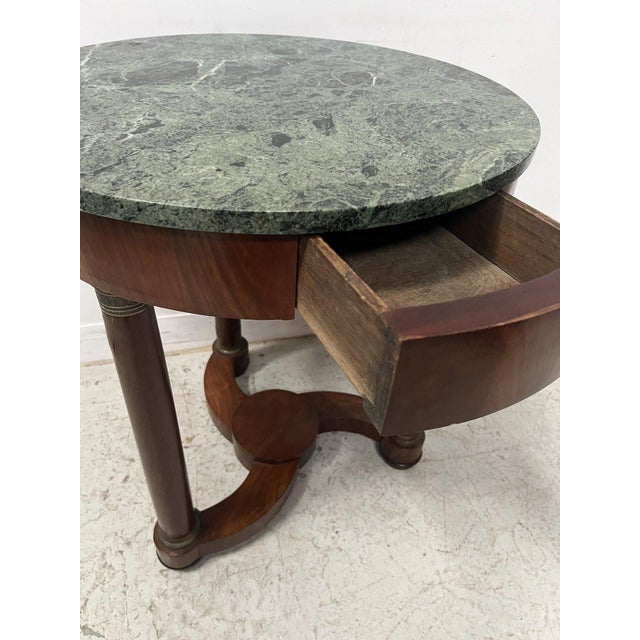 Round Empire Style Side Table in Mahogany and Veneer For Sale - Image 11 of 15