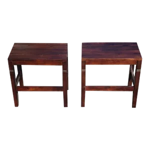 Solid Walnut Rectangular Side Tables, a Pair