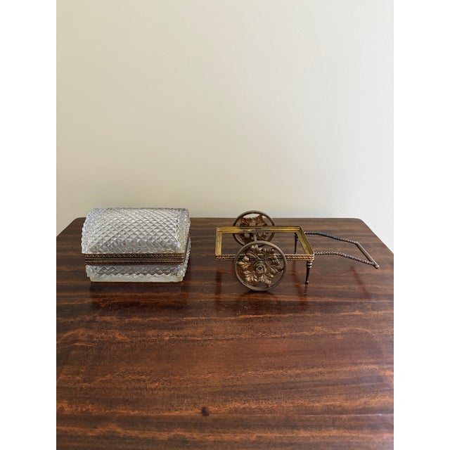 Vintage German Crystal & Bronze Carriage Jewelry Box For Sale - Image 11 of 11