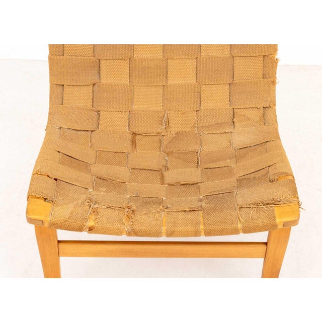 Bruno Mathsson Bruno Mathsson "Eva" Woven Cotton and Beech Side Chair For Sale - Image 4 of 9
