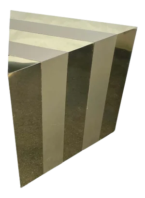 Paul Evans Style Mid-Century Modern Gold Cityscape Triangular End Side Table