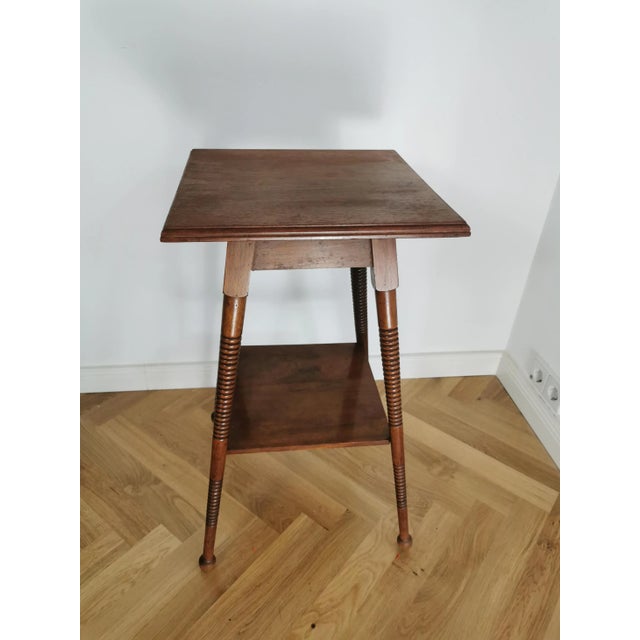Vintage Art Nouveau Side Table in Oak For Sale - Image 3 of 8