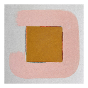 Original Painting | Gold-Yellow and Pink Organic Modern Abstract, 14 X 14 In.