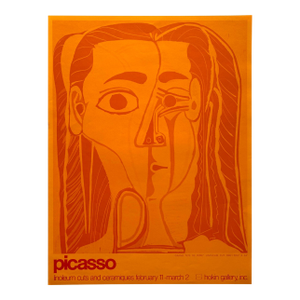 Pablo Picasso Vintage 1970 Mid Century Modernist Lithograph Print Palm Beach Exhibition Poster " Grand Tete De Feme " 1962