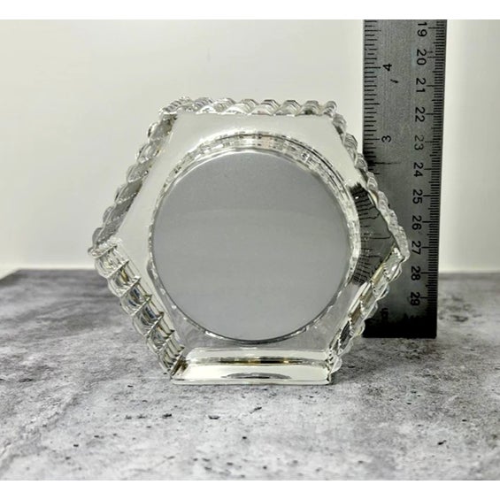 1990s Vintage MCM Staiger Lead Crystal Desk Clock For Sale - Image 5 of 5