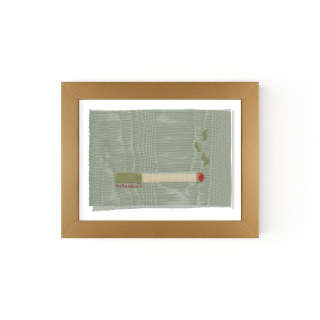 Uma the Artichoke Cigarette by Willa Heart in Gold Frame, Mini Art Print For Sale