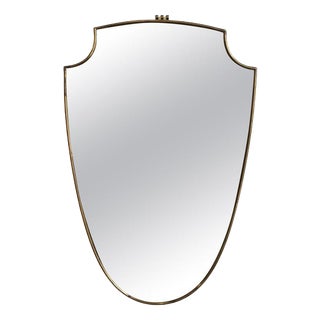 Vintage Italian Wall Mirror with Brass Frame by Gio Ponti, 1960s For Sale