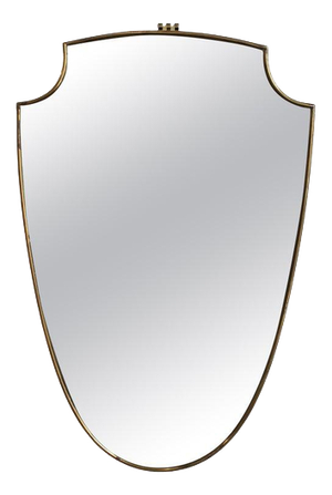 Vintage Italian Wall Mirror with Brass Frame by Gio Ponti, 1960s