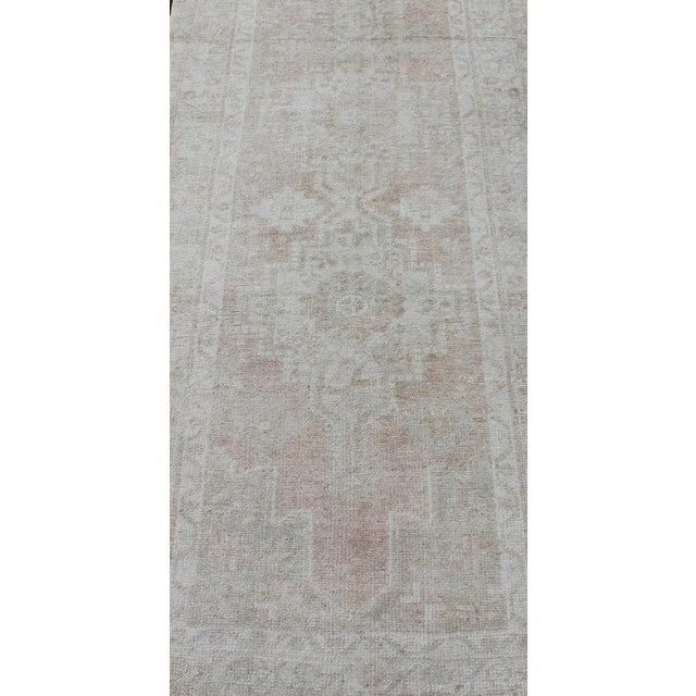 Mid 20th Century Vintage Turkish Oushak Runner With Multi-Medallion Design in Muted Color Palette For Sale - Image 5 of 11
