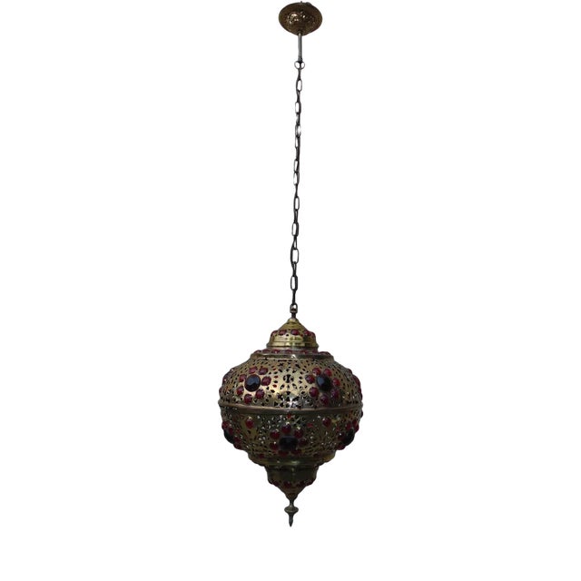 Vintage Brass Lantern Lamp, 1970s For Sale