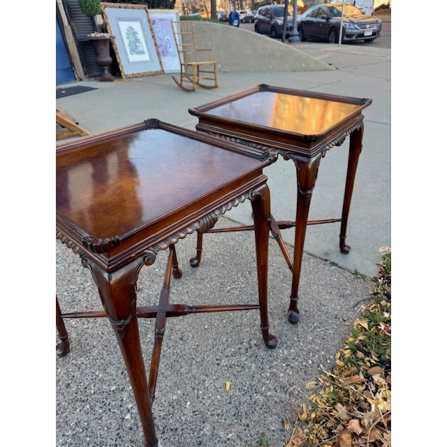 Brown Pair of Vintage Weidman Furniture Hardwood End Tables For Sale - Image 8 of 12