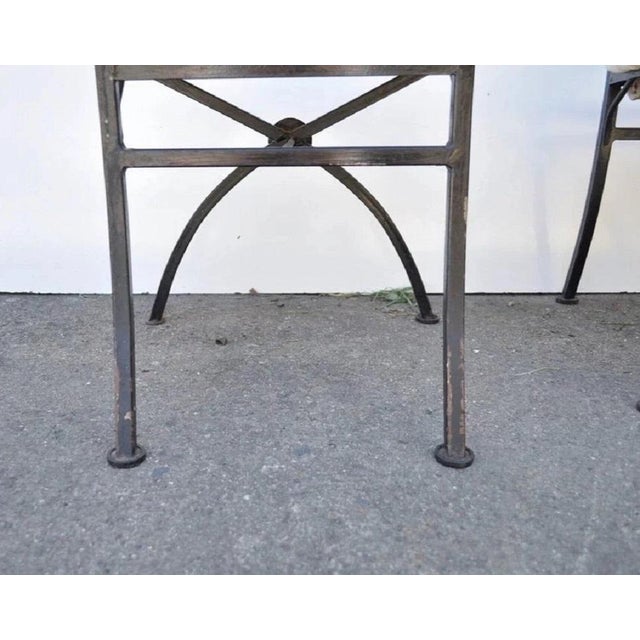 Hollywood Regency Wood Ball Abacus Wrought Iron Curule Dining Chairs - Set of 4 For Sale - Image 11 of 12