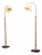 1940s Swedish Modern, Floor Lamps, Burl, Ebonized Wood, Fabric - a Pair For Sale