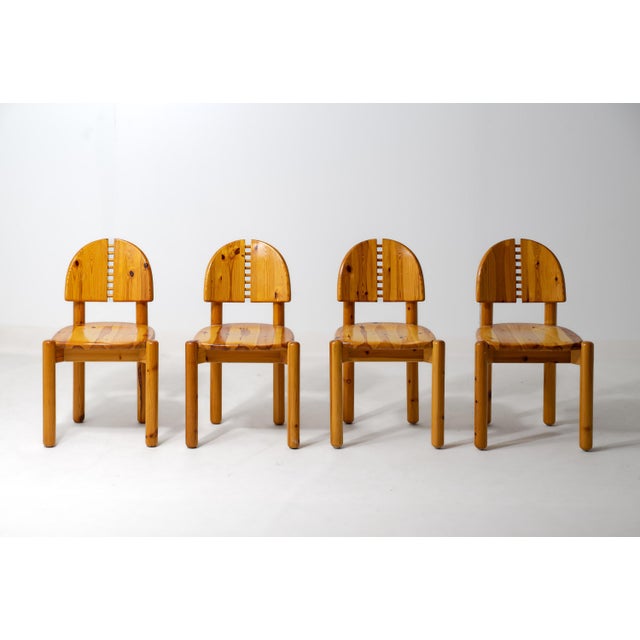 Lovely set of four Rainer Daumiller dining chairs in solid pine. These heave and qualitative chairs were sourced in...