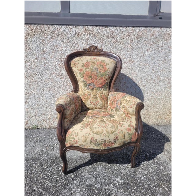 Louis Philippe Style Living Room Armchair, 1940s For Sale - Image 15 of 15