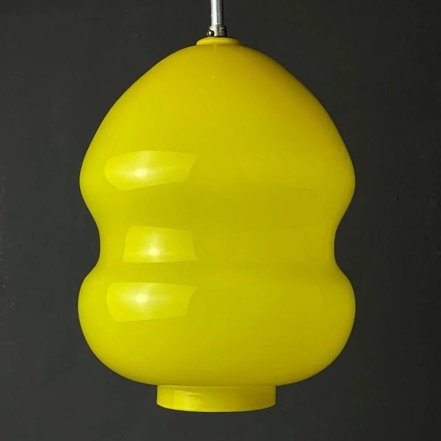 Mid-Century Yugoslavian Yellow Glass Pendant Lamp, 1970s For Sale - Image 6 of 11