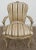 Italian Painted Wood Arm Chair Vintage Venetian Style Carved Cream Green Floral Stripe For Sale - Image 3 of 13