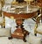 Round Marble Top Center Table With Hand-Carved Wood Pedestal & Gold Leaf Accents For Sale - Image 4 of 4
