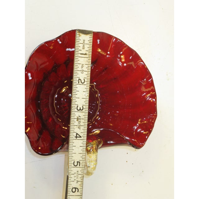 Early 20th Century Desert Bowls Venetian Glass Deep Red Delicate Gold Gilding Likely Salviati Pair - Set of 4 For Sale - Image 12 of 15