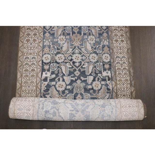 Persian Blue Gray Vintage Persian Hamedan Runner rug no.j4755 For Sale - Image 3 of 7