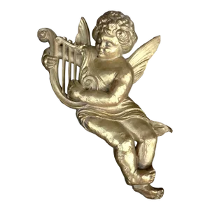 Vintage Syroco Brand Cast Resin Angel/Putti/Cupid/Fairy Sculptural Wall Hanging