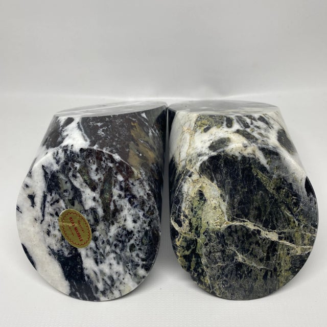 Green Vintage Slanted Green Marble Bookends For Sale - Image 8 of 13